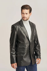 Drexon - Men's Black Sheepskin Leather Blazer