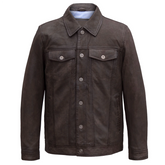 EDDIE MEN'S BROWN DENIM STYLE SUEDE JACKET