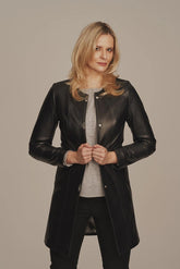Isyra - Women's Real Leather Black Coat