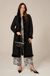 Luneth - Women's Black Long Shearling Leather Coat