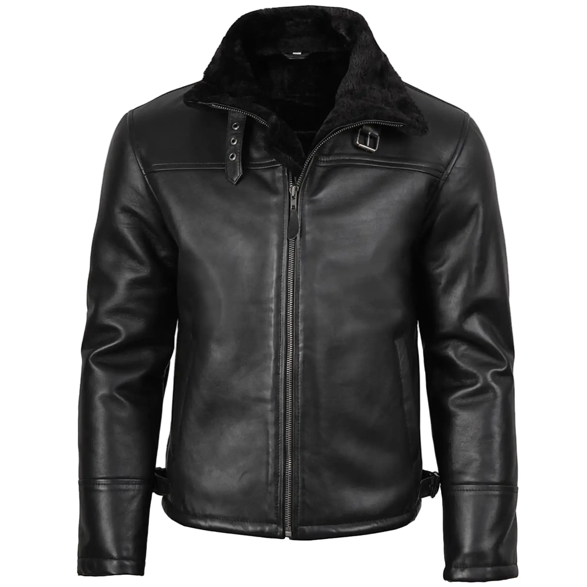 Men's Bomber Black B3 Shearling Leather Jacket