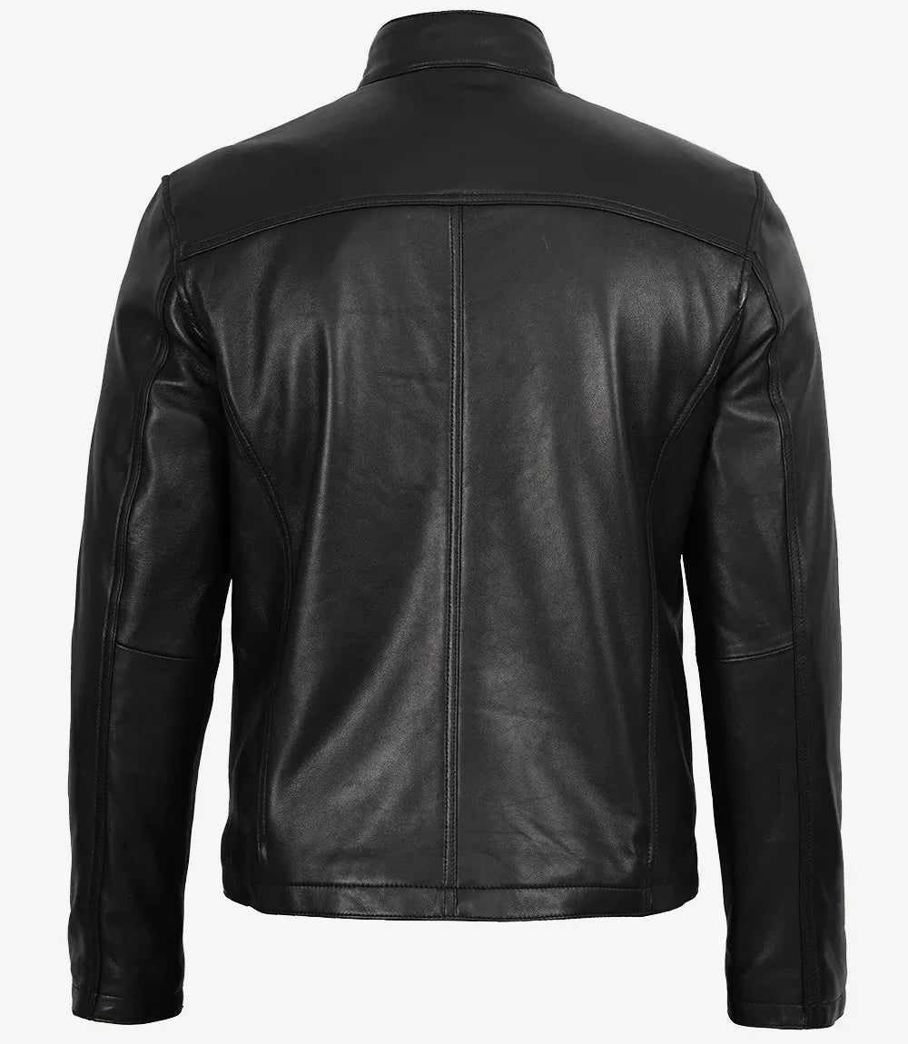 Men's Biker Style Black Sheep Leather Jacket