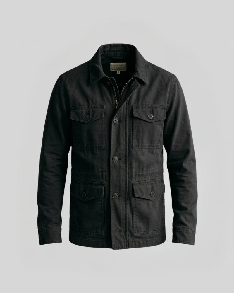 Men's Black Cotton Bomber Style Jacket