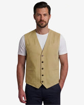 Men's khaki cotton waistcoat front and back view