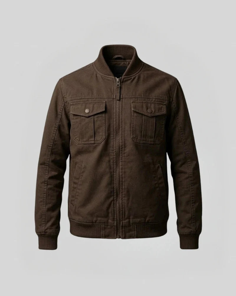 Men's Brown Bomber Style Cotton Jacket