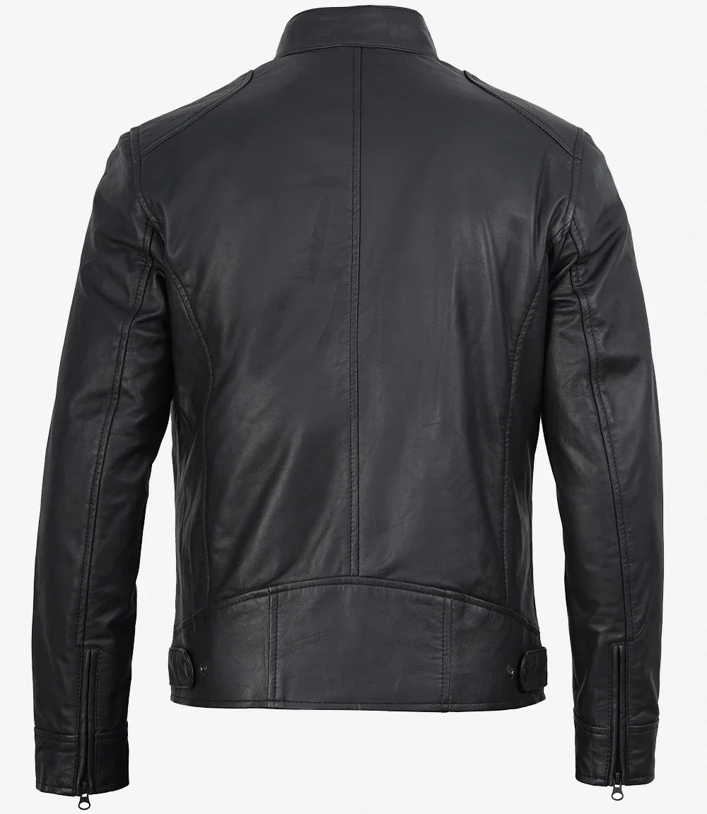 Men's Sheepskin Leather Matte Black Jacket