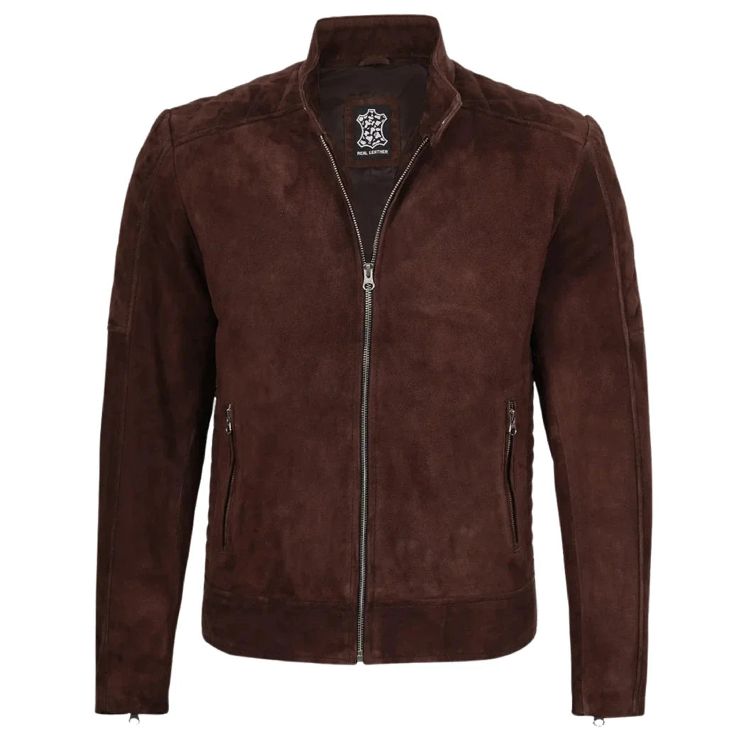 Men's Top Notch Suede Dark Brown Leather Jacket