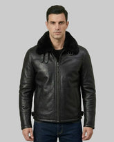 Men's Bomber Black B3 Shearling Leather Jacket