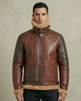 Men's B3 Bomber Style Brown Shearling Leather Jacket