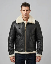 Men's B3 Black Aviator Bomber Leather Jacket