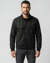 Men's Bomber Style Black Cotton Jacket