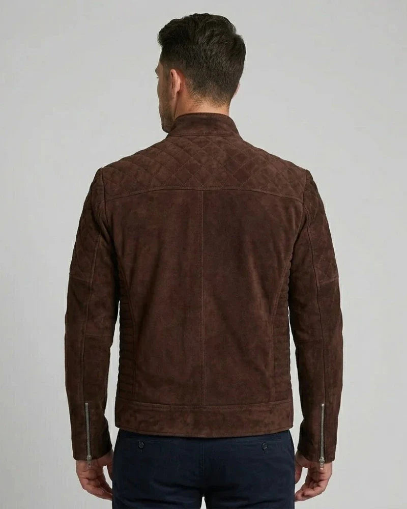 Men's Top Notch Suede Dark Brown Leather Jacket