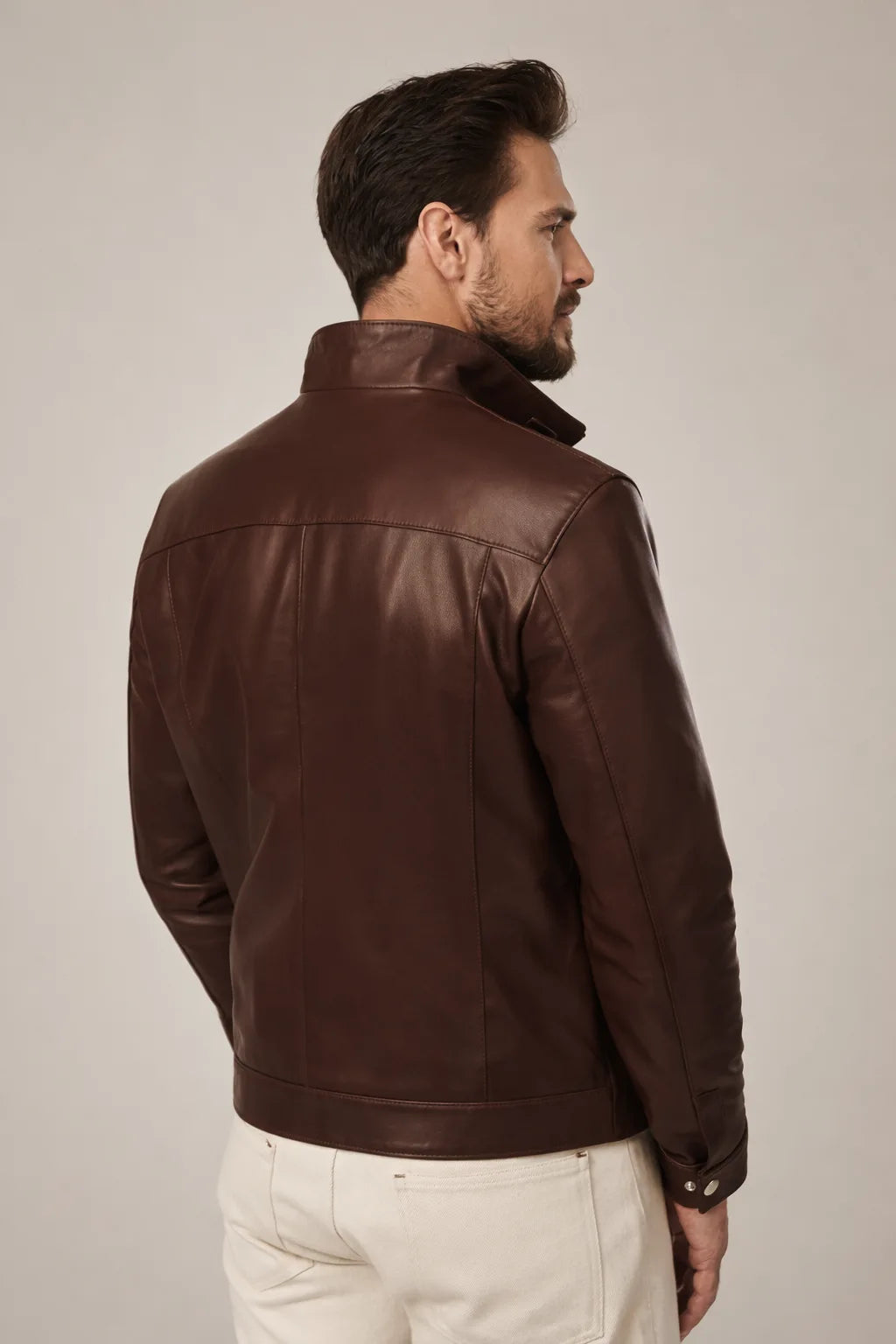 Soren - Men's Brown Leather Cafe Racer Jacket