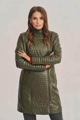 Thivara – Women’s Sheepskin Padded Olive Green Coat