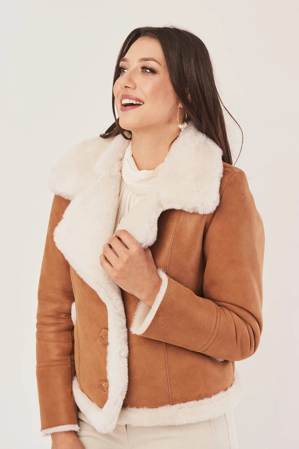 Arelisse - Women's Sheepskin Tan Brown Shearling Jacket