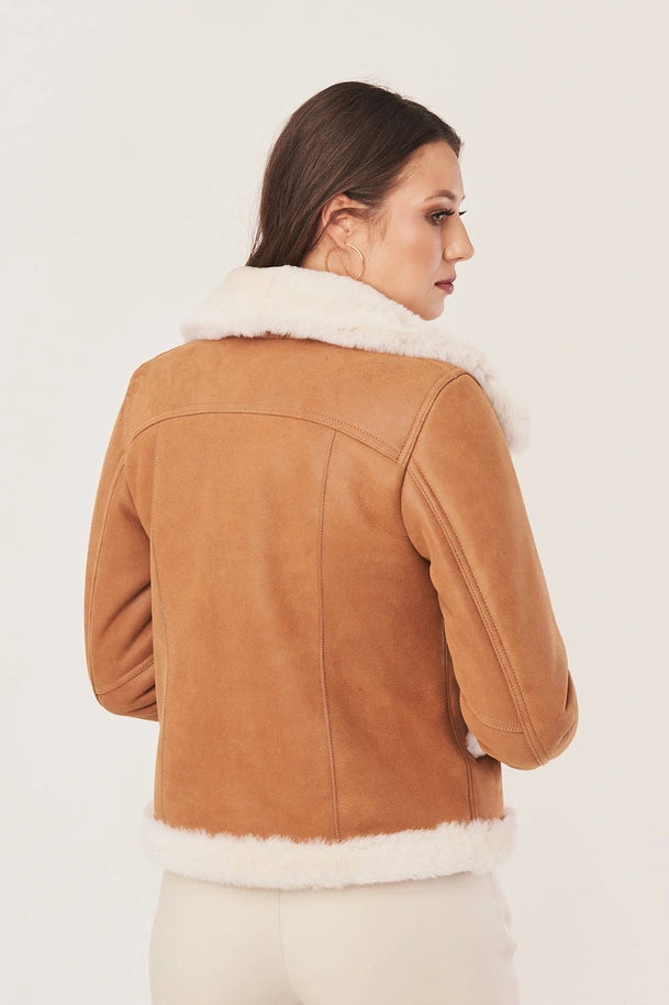 Arelisse - Women's Sheepskin Tan Brown Shearling Jacket