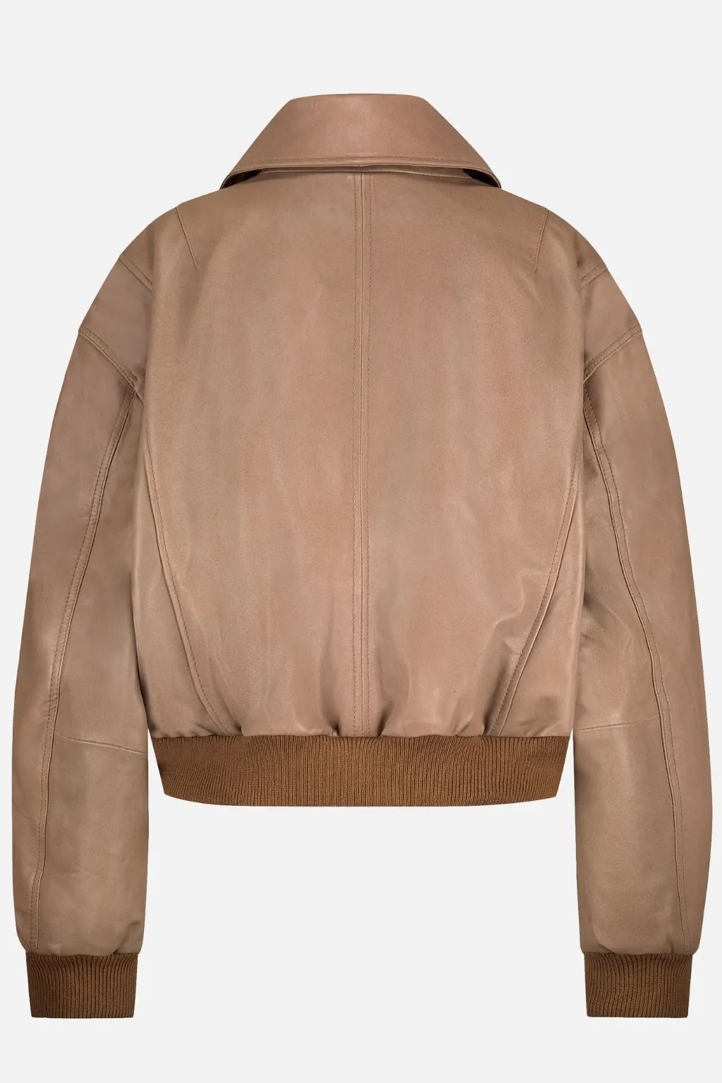 Aurelia - Women's Camel Brown Sheepskin Leather Bomber Jacket