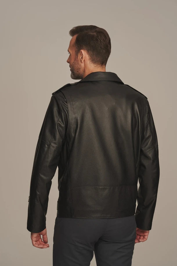 Brax - Men's Black Leather Biker Jacket