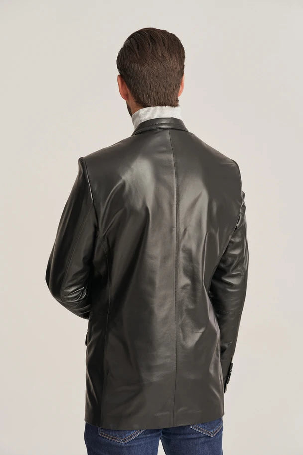 Drexon -  Men's Black Sheepskin Leather Blazer