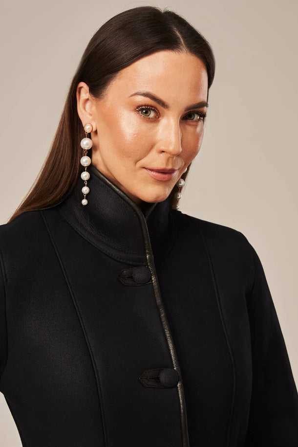 Eldara - Women's Black Sheepskin Shearling Coat