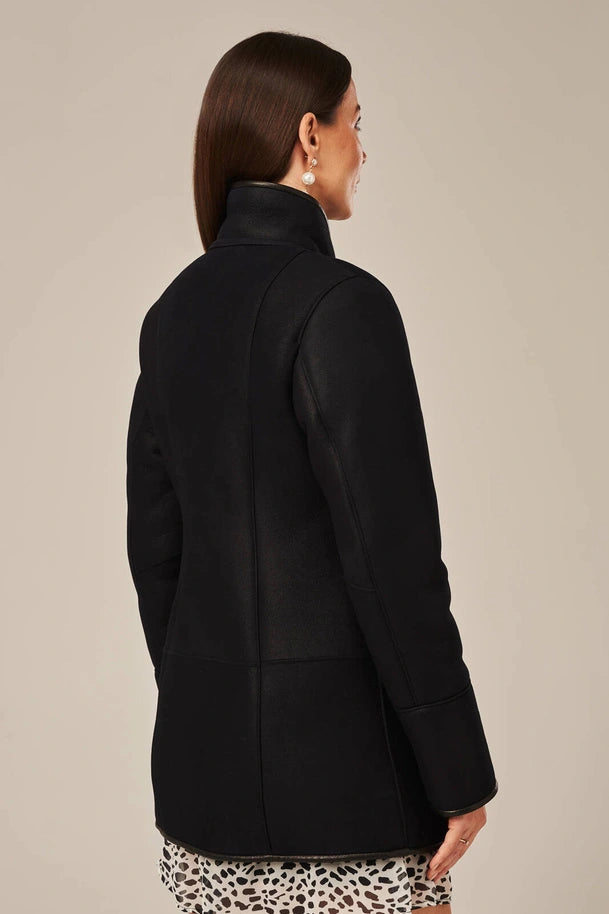 Eldara - Women's Black Sheepskin Shearling Coat