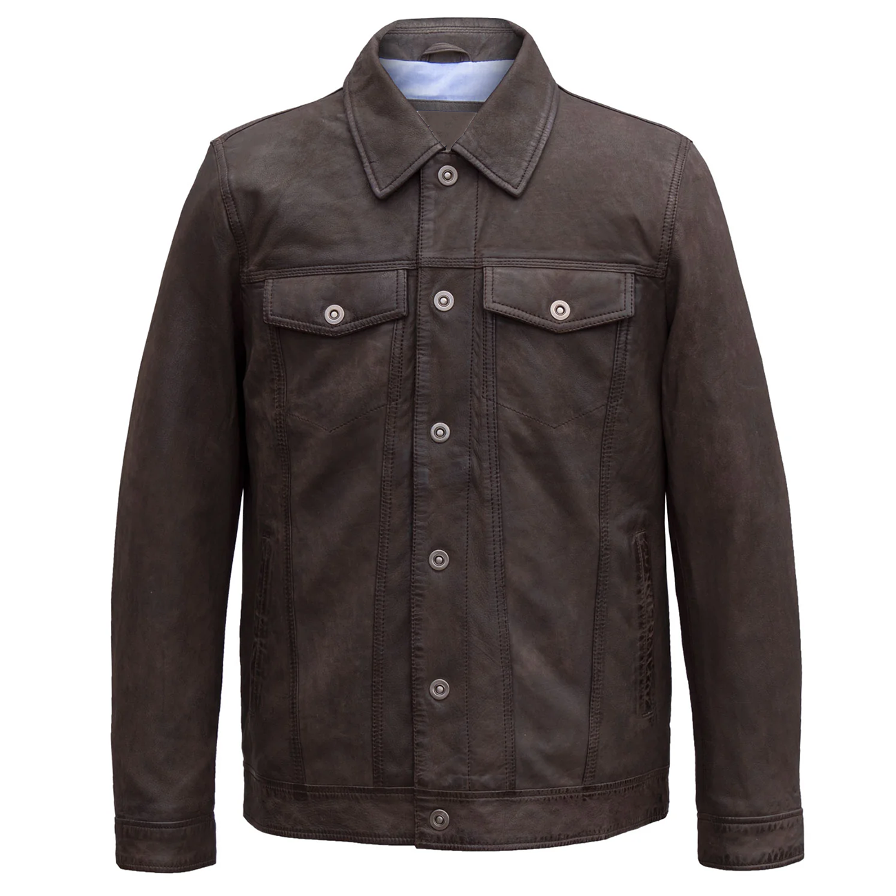 EDDIE MEN'S BROWN DENIM STYLE SUEDE JACKET