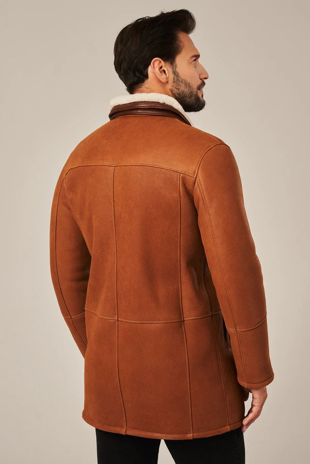 Kael - Men’s Light Brown Shearling Leather Coat