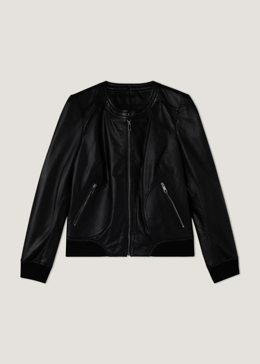 Kaia - Women’s Leather Black Bomber Jacket