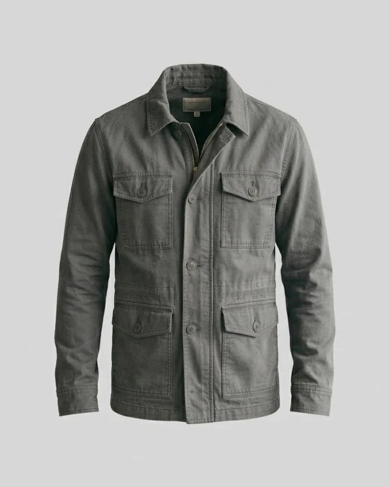 Men's Gray Bomber Style Cotton Jacket