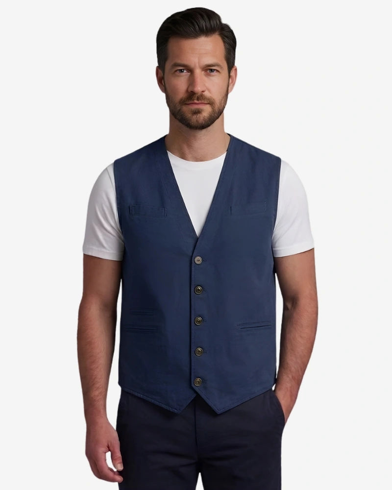 Men's Premium Navy Blue Tailored Fit Cotton Vest