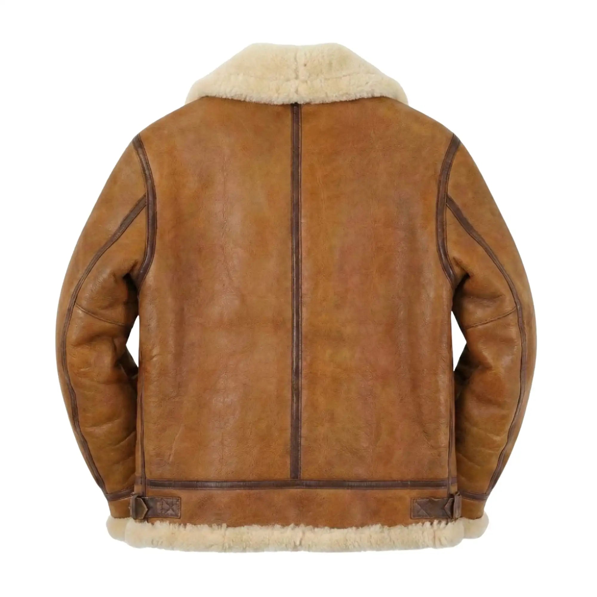 Men's Tan Brown B3 Aviator Bomber Leather Jacket