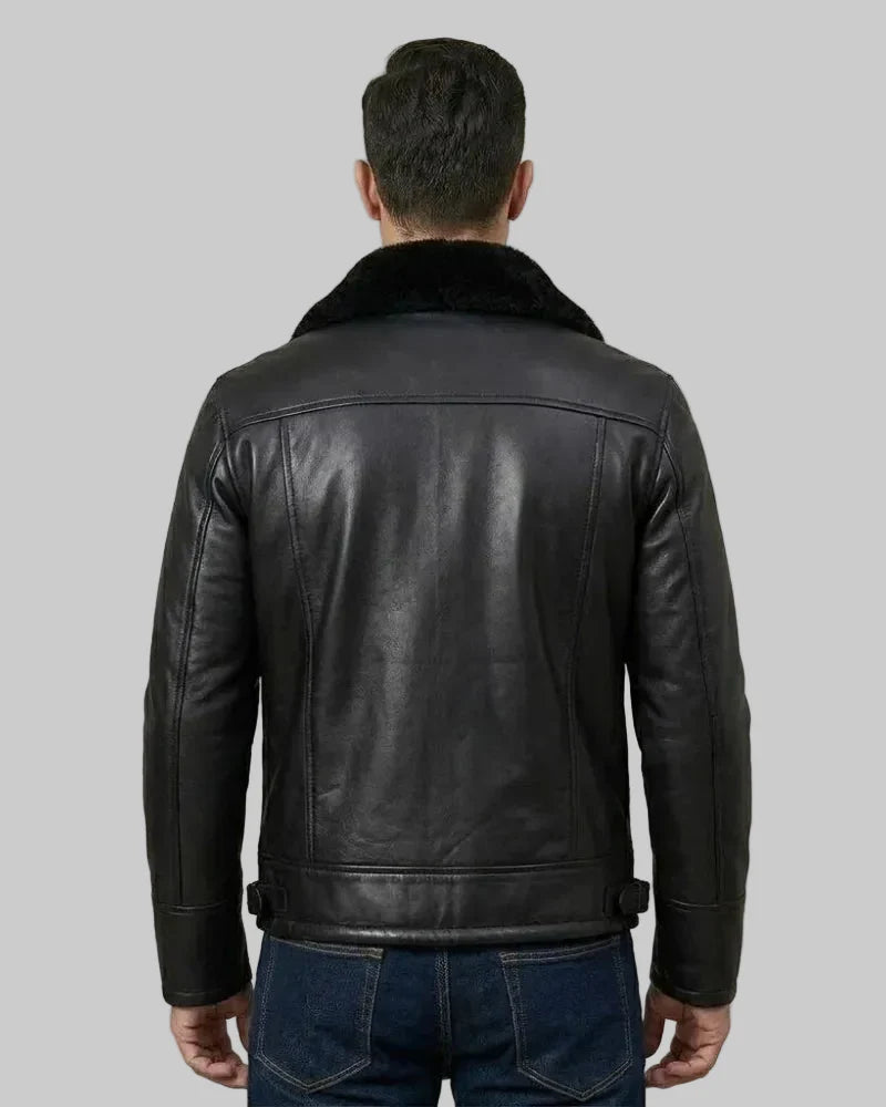 Men's Bomber Black B3 Shearling Leather Jacket
