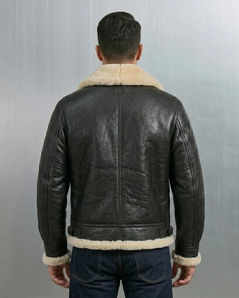 Men's B3 Black Aviator Bomber  Leather Jacket