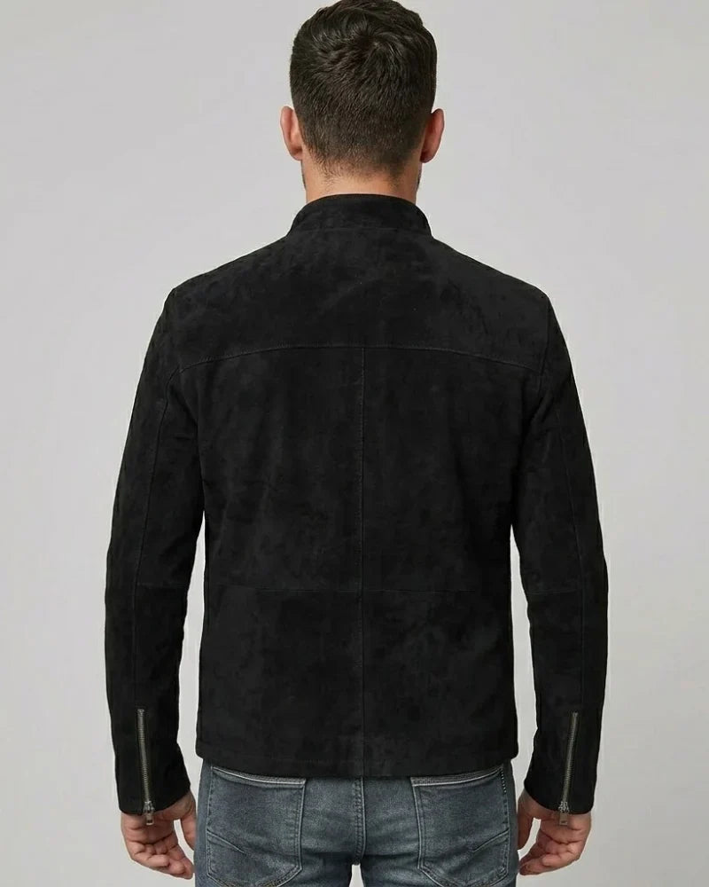 Men's Black Suede Biker Style Leather Jacket