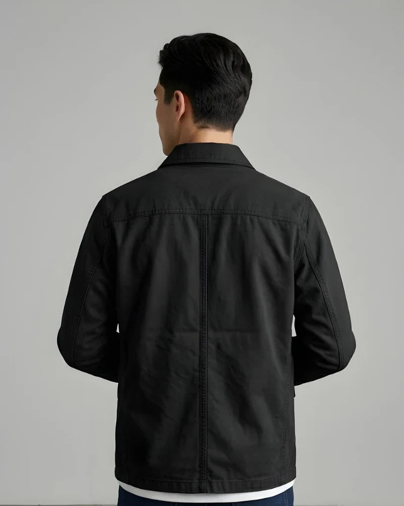 Men's Black Cotton Bomber Style Jacket