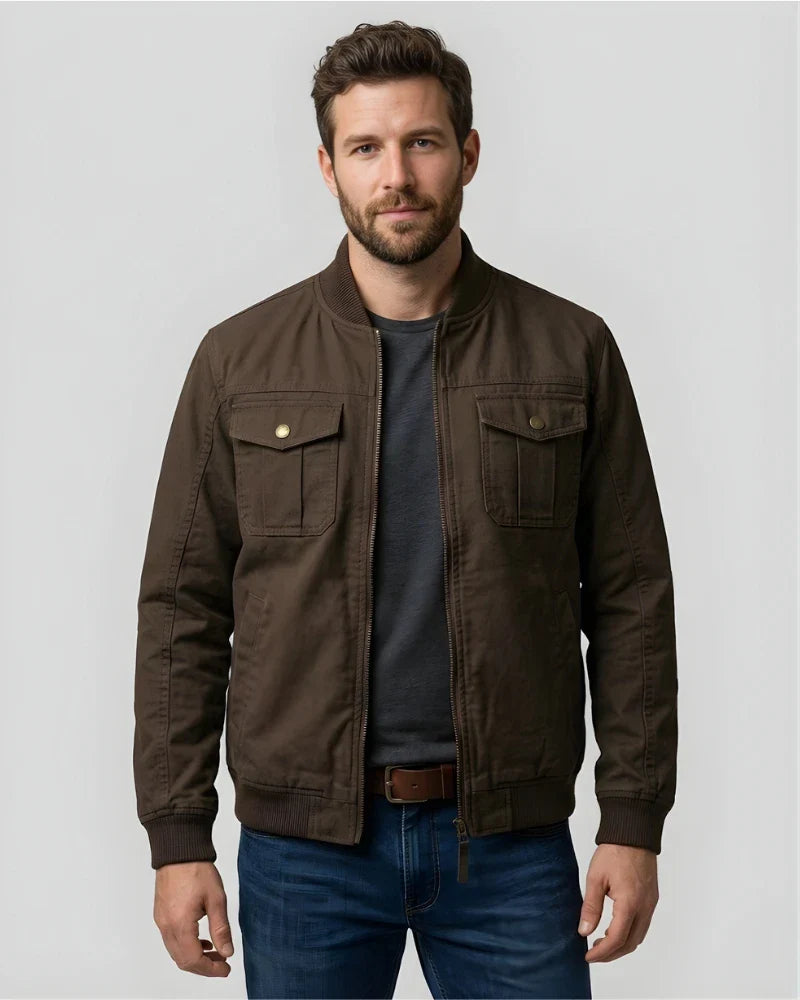 Men's Brown Bomber Style Cotton Jacket