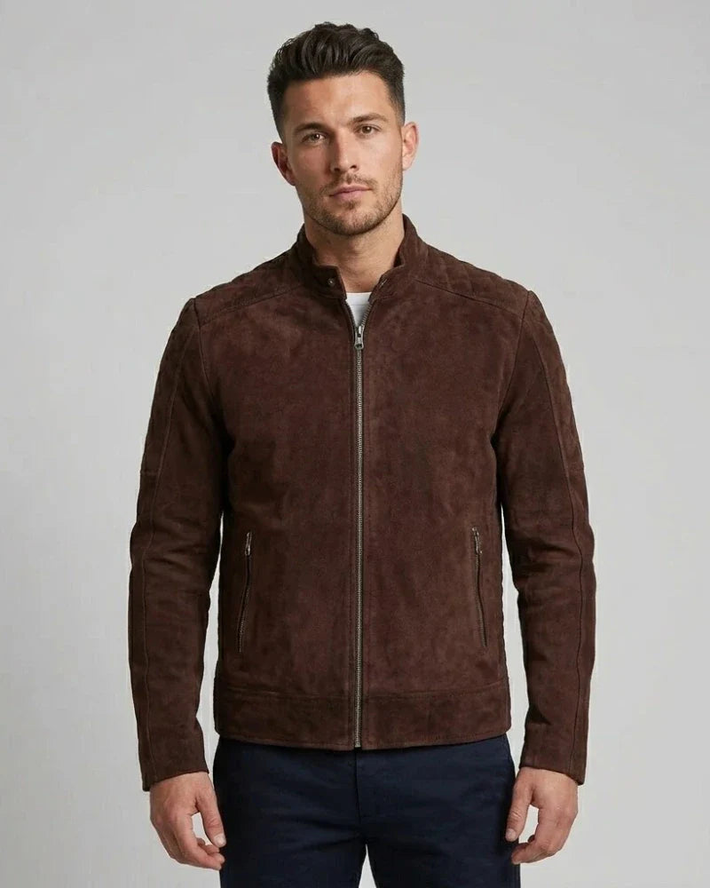 Men's Top Notch Suede Dark Brown Leather Jacket