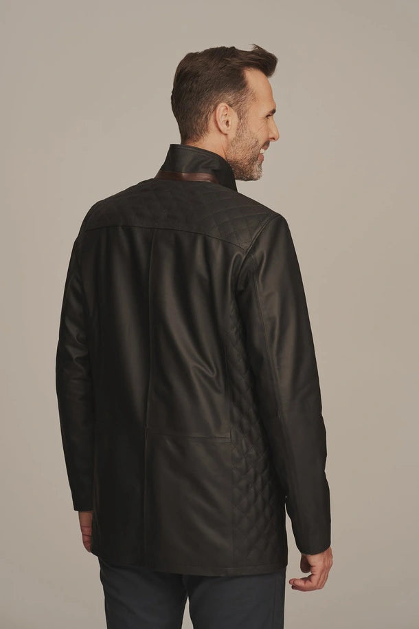 Rhyden - Men's Black Sheepskin Leather Long Jacket