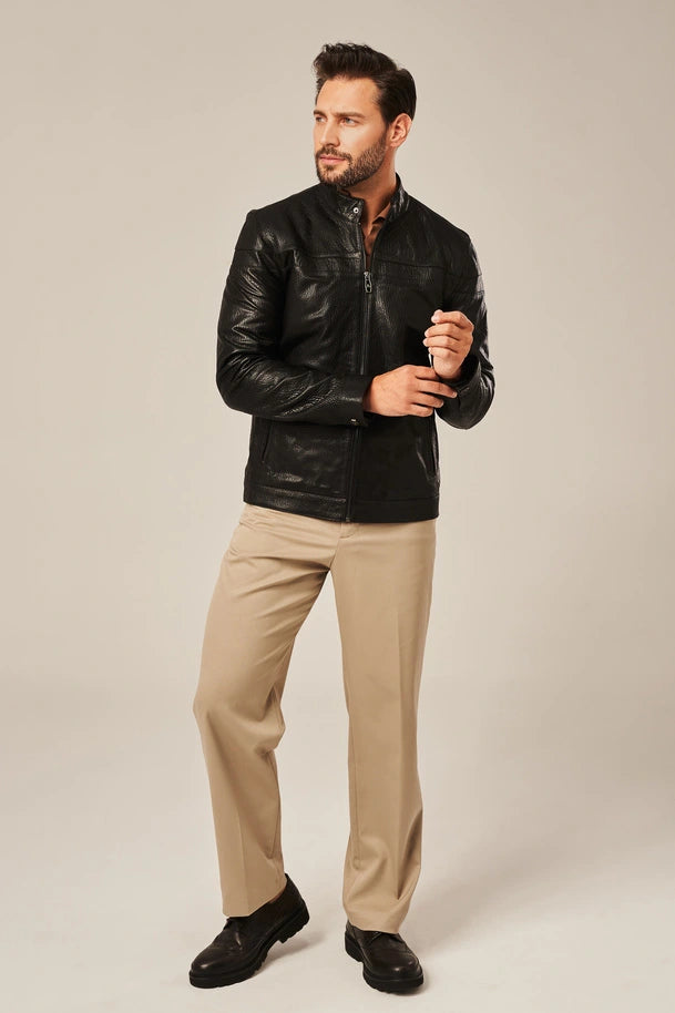 Rowan - Men's Black Leather Cafe Racer Jacket