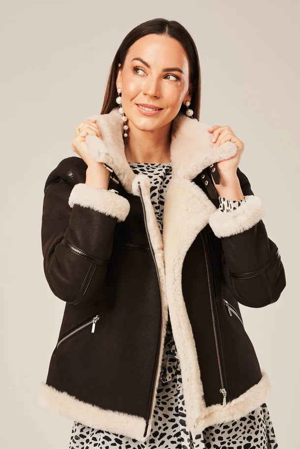 Vella - Women's Brown Shearling Jacket