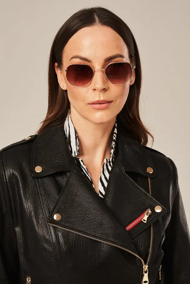 Virella - Women's Black Sheepskin Leather Biker Jacket