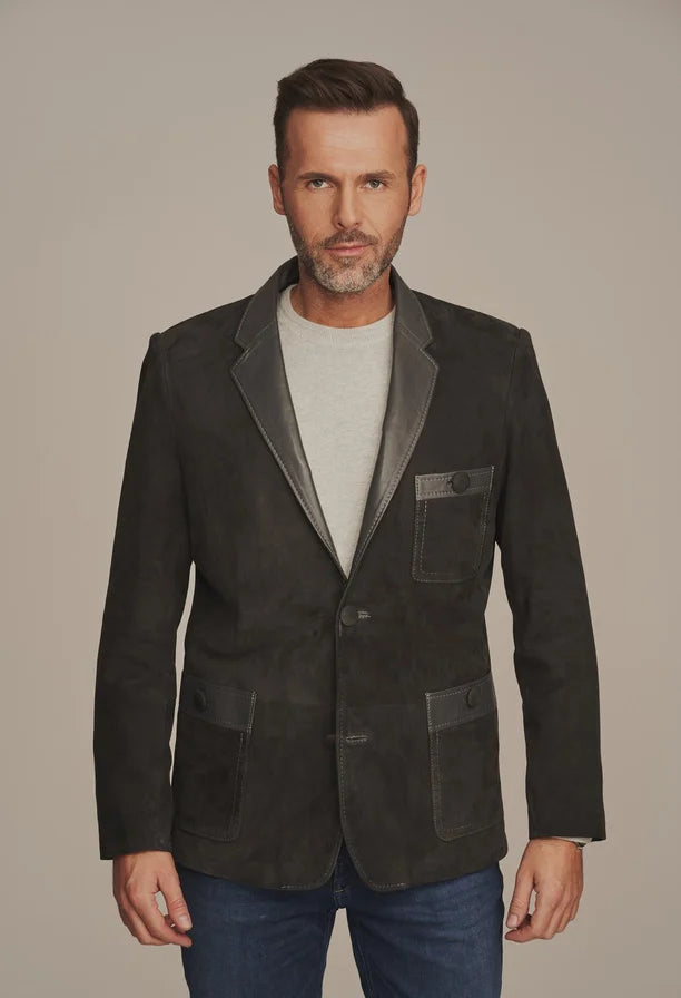 Ziven -  Men's Black Suede Leather Blazer