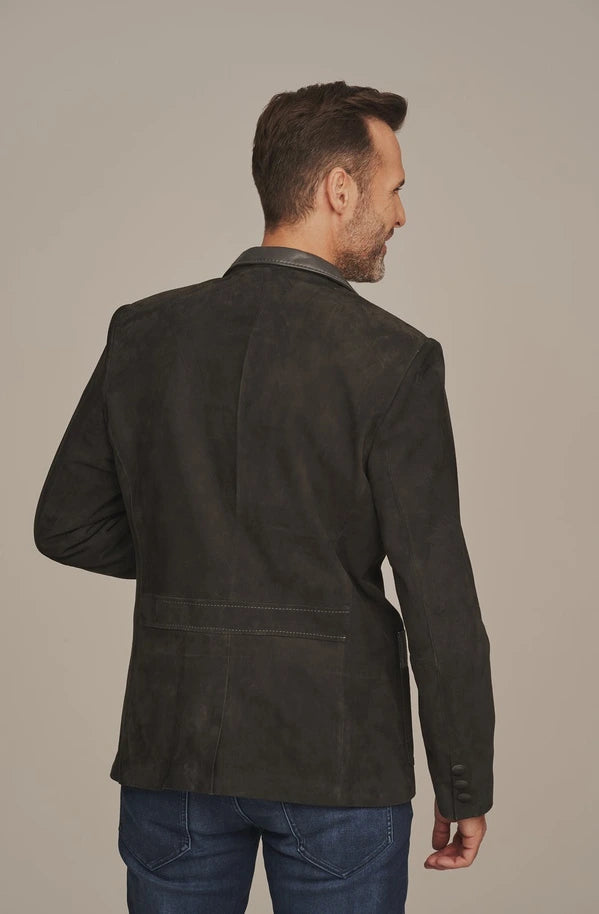 Ziven -  Men's Black Suede Leather Blazer