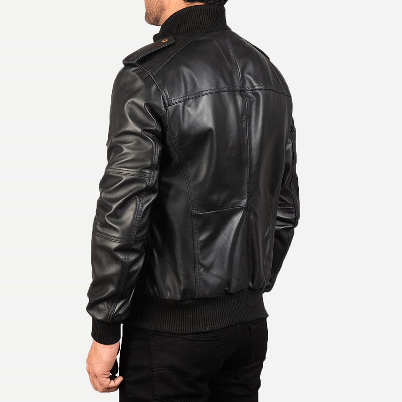 MENS BOMER BLACK LEATHER JACKET ATLANTIC LEATHERS
