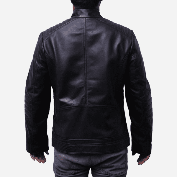 Men's Biker Quilted Leather Jacket Black Atlantic Leathers