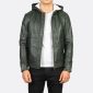 Men's Moda Leather Bomber Jackets Olive Green ATL 033