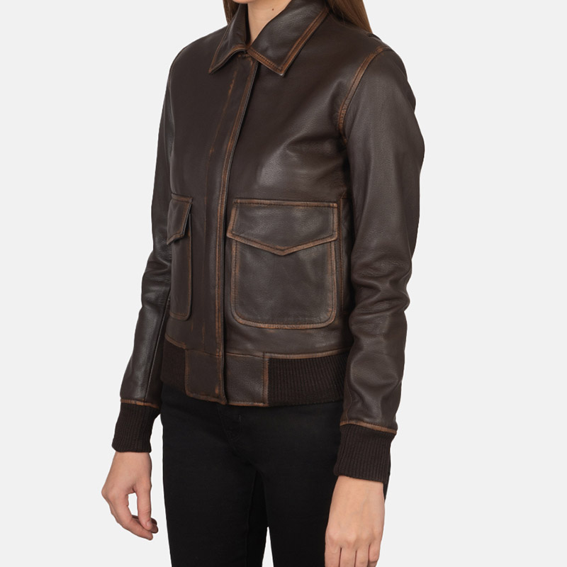 Women’s+Westa+A-2+Brown+Leather+Bomber+Jacket+Side+Pose-3-1659377745837
