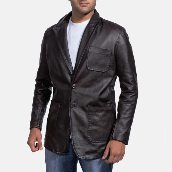 Atlas-moto-Leather-Vest-front-1 Wine Black Leather Blazer