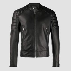 Distressed Leather Motorcycle Jacket for Men