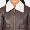 Stella Maroon Leather Bomber Jacket
